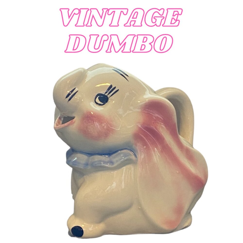 Vintage 1940s Walt Disney Dumbo Creamer/Milk Ceramic 2 Quart Pitcher